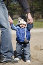 Toddler take first steps