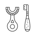 toddler toothbrush line icon vector illustration