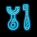 toddler toothbrush neon glow icon illustration