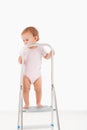 Toddler on top of ladder Royalty Free Stock Photo