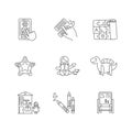 Toddler toys pixel perfect linear icons set