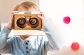 Toddler using a new virtual reality headset Royalty Free Stock Photo