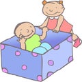 Toddlers with box