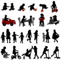 Toddlers and kids silhouettes