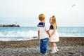 Toddlers near the sea