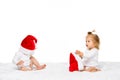 cute toddlers in santa hats
