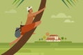 A toddy tapper climbs up a coconut tree to collect sap. Royalty Free Stock Photo