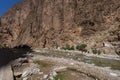 People refreshing by the river at the Todgha Gorge, in the High Atlas Mountains Region of Morocco