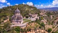 Aerial drone view of medieval Todi town in Umbria