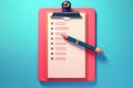 todo list checklist on clipboard with pencil with 3d style , generative AI