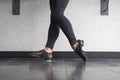 Toe Heel stand in tap shoes during dance class Royalty Free Stock Photo