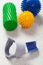 Toe separator hallux valgus and massage rubber balls for self massage and reflexology