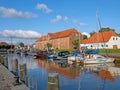 Toenning/Schleswig-Holstein/Germany - 2019/08/03: Harbour of Toenning with historic packing house