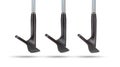 Toes of Black Golf Club Wedge Irons Showing Various Loft Angles of Faces on White Background