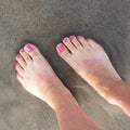 Toes and feet on the sandy beach Royalty Free Stock Photo