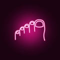 toes foot neon icon. Elements of body parts set. Simple icon for websites, web design, mobile app, info graphics Royalty Free Stock Photo