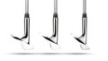 Toes of Golf Club Wedge Irons Showing Various Loft Angles of Faces on White Background