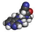 Tofacitinib rheumatoid arthritis drug molecule. Inhibitor of Janus kinase 3 (JAK3). Atoms are represented as spheres with
