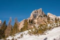 Tofana di Rozes over a blue sky in winter, Cortina D`Ampezzo, It Royalty Free Stock Photo