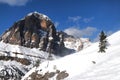 Tofane mountain group, Tofana di Mezzo, Tofana di Dentro, Tofana di Rozes, Dolomites, Cortina d`Ampezzo, Italy Royalty Free Stock Photo