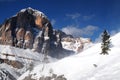 Tofane mountain group, Tofana di Mezzo, Tofana di Dentro, Tofana di Rozes, Dolomites, Cortina d`Ampezzo, Italy Royalty Free Stock Photo