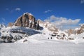 Tofane mountain group, Tofana di Mezzo, Tofana di Dentro, Tofana di Rozes, Dolomites, Cortina d`Ampezzo, Italy Royalty Free Stock Photo