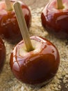 Toffee Apples on Crushed Toasted Almonds Royalty Free Stock Photo