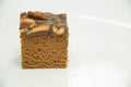A toffee cake on a white background. Royalty Free Stock Photo