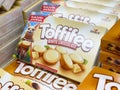 Toffifee white chocolate box display in store Royalty Free Stock Photo