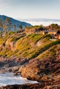 Tofino, coastline and house at sunset. Vancouver Island, British Columbia,Canada Royalty Free Stock Photo