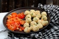 Tofu ball raw material ready to fry for vegetarian meal Royalty Free Stock Photo