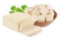 Tofu cheese isolated on white background with clipping path and full depth of field, Royalty Free Stock Photo