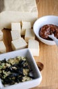 Tofu cheese with Japaneses souse Royalty Free Stock Photo