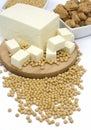 Tofu cheese and soy beans Royalty Free Stock Photo