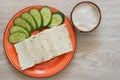 Tofu with cucumber and sea salt