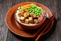 Tofu poke bowl with basmati rice and veggies Royalty Free Stock Photo