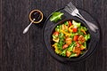 Tofu salad with greens and vegetables in bowl Royalty Free Stock Photo