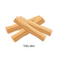 Tofu skin, yuba, bean curd skin, bean curd sheet, or bean curd robes. Soybean product - vector illustration isolated on