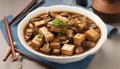 Tofu (Soy-bean Curd) with Mushrooms and Sauce Royalty Free Stock Photo