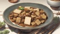 Tofu (Soy-bean Curd) with Mushrooms and Sauce Royalty Free Stock Photo