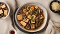 Tofu (Soy-bean Curd) with Mushrooms and Sauce Royalty Free Stock Photo