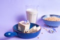 Tofu soy beans and soy milk plant base food background