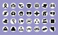 Together, community relation friendly unity social block icons set