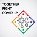 Together fight corona vector illustration