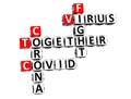 Together Fight Virus. Coronavirus COVID-19. 3D red-white crossword puzzle on white background. Corona Virus Creative Words