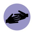 Together, hands team unity pictogram, block silhouette icon
