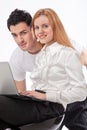 Together with a laptop Royalty Free Stock Photo