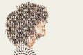 Together we make one. Composite image of a diverse group of people superimposed on a woman& x27;s profile. Royalty Free Stock Photo