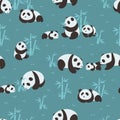 Together with Panda Family Vector Illustration Seamless Pattern Royalty Free Stock Photo