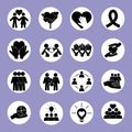 Together, team relation friendly unity social block icons set